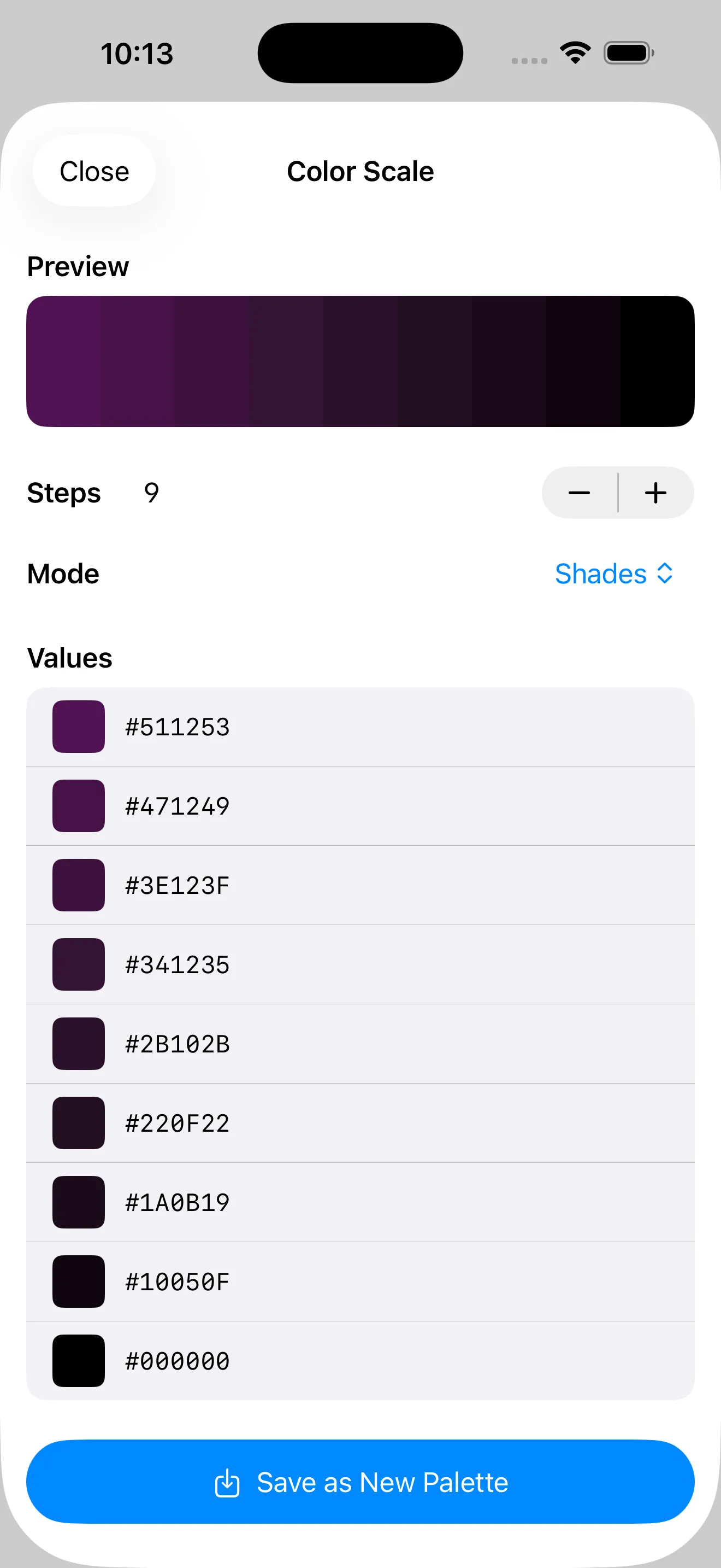 Palette Library screenshot — capture